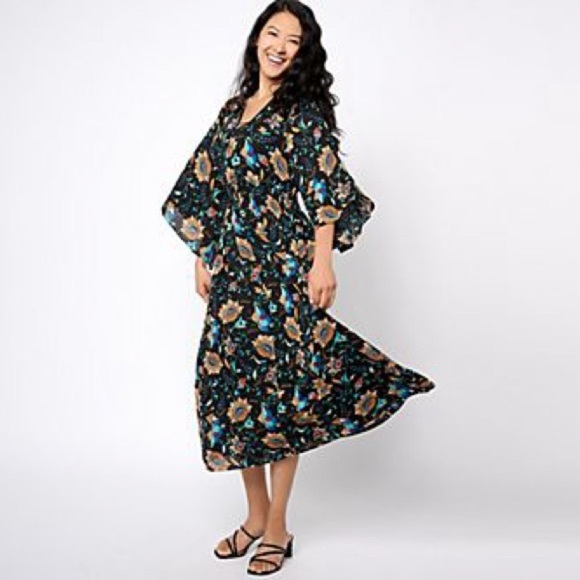 Belle Boho by Kim Gravel Regular Smocked Waist Caftan - Picture 1 of 9